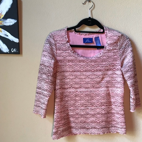 JH Collectibles Vintage peachy pink & champagne top - Picture 2 of 7